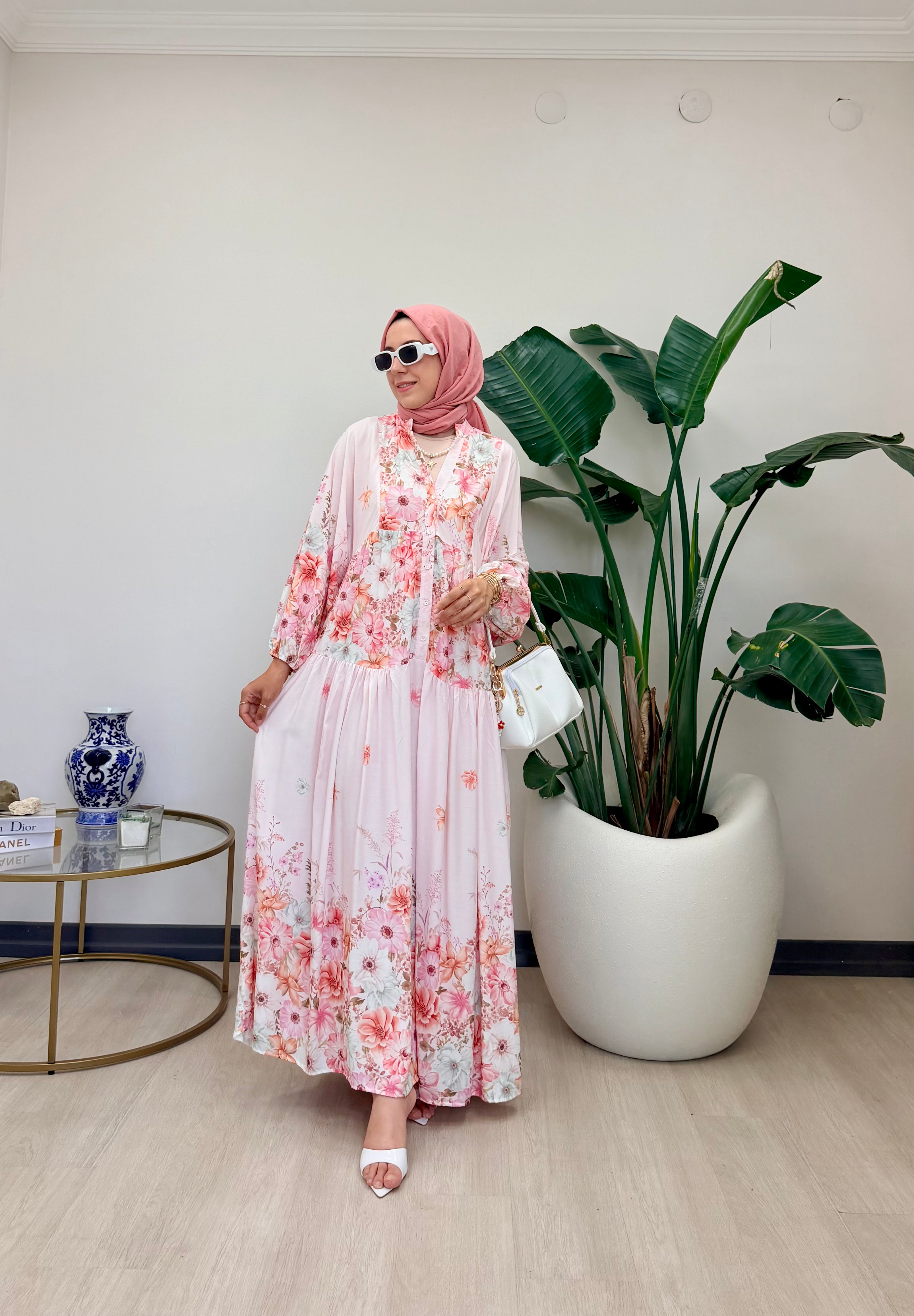 LAVANTA ELBİSE PEMBE
