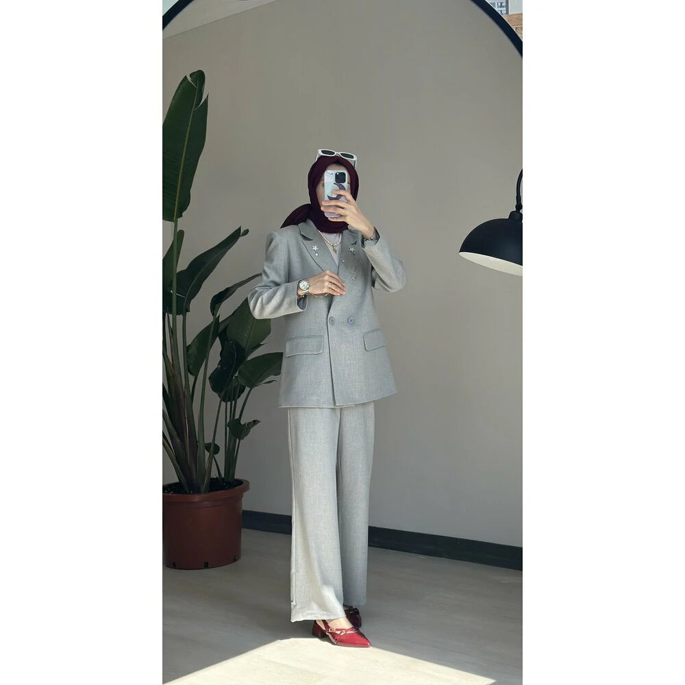 Blazer Takım Gri