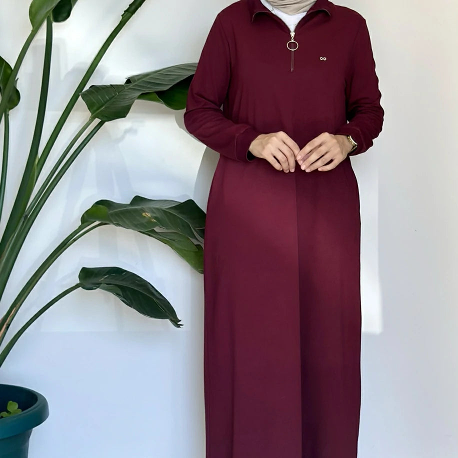 Basic Elbise Bordo