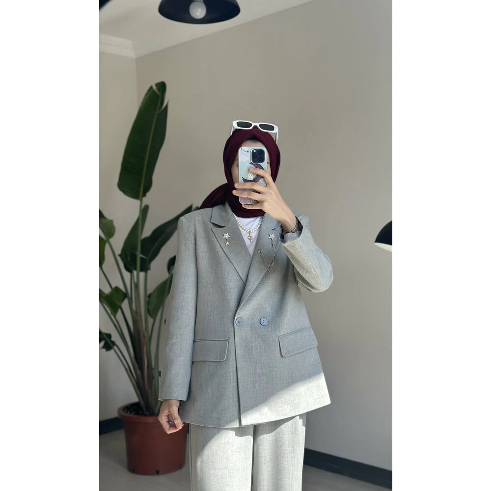 Blazer Takım Gri