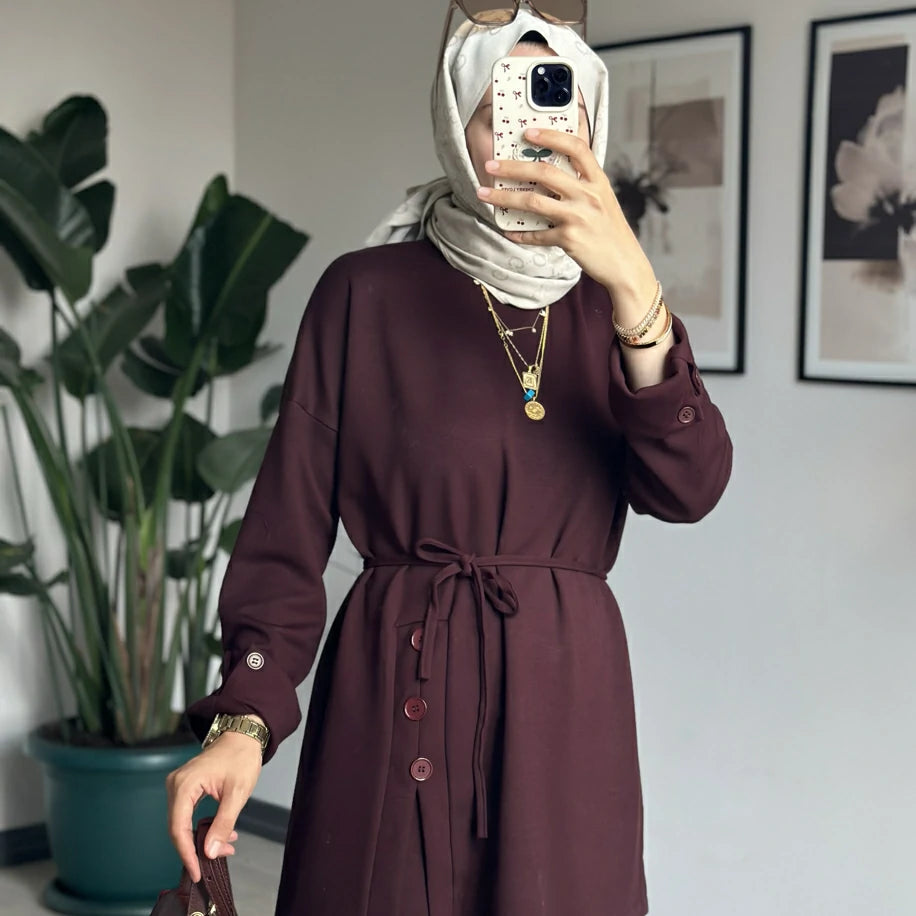 Düğmeli Takım Bordo