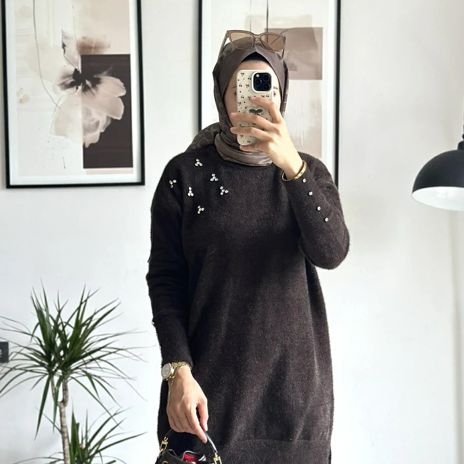 Angora Tunik Kahve