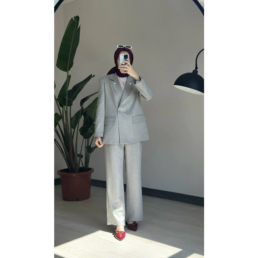 Blazer Takım Gri