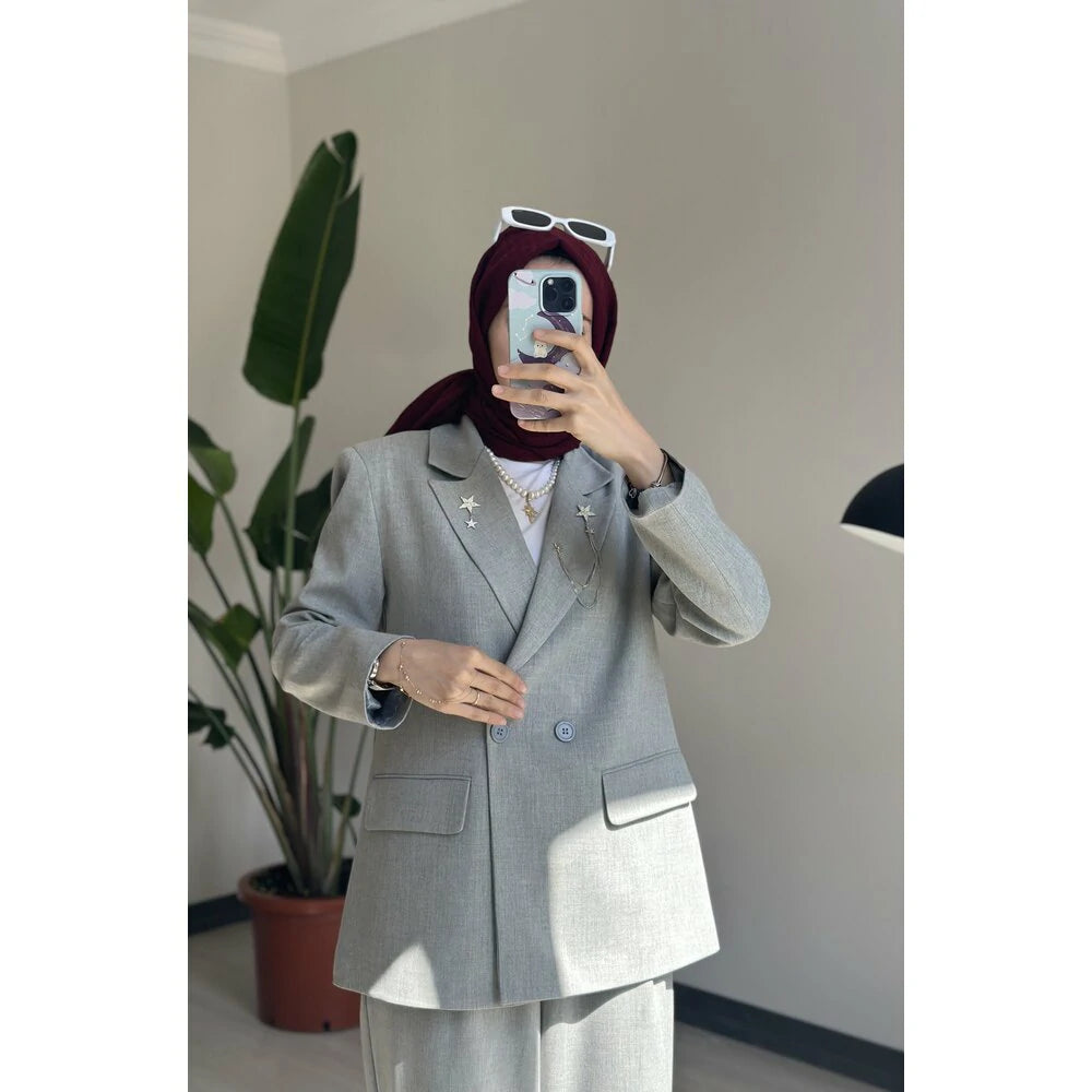 Blazer Takım Gri