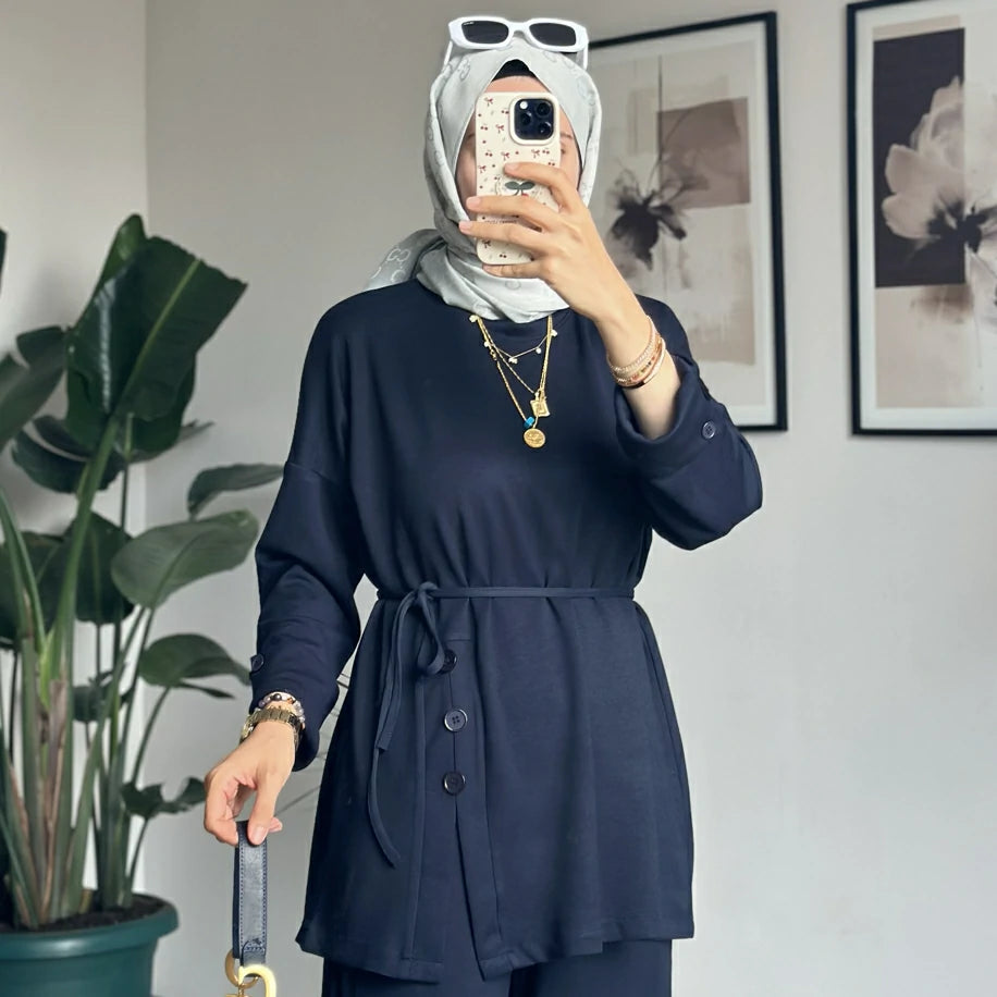 Düğmeli Takım Lacivert