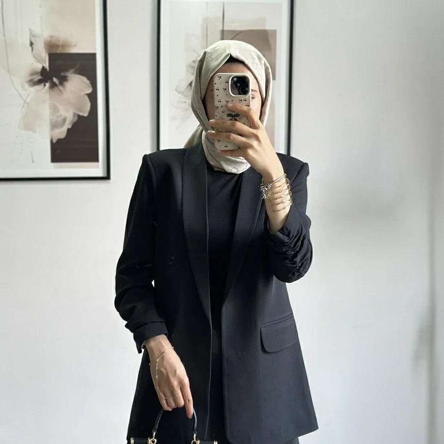 Blazer Ceket Büzgülü Siyah