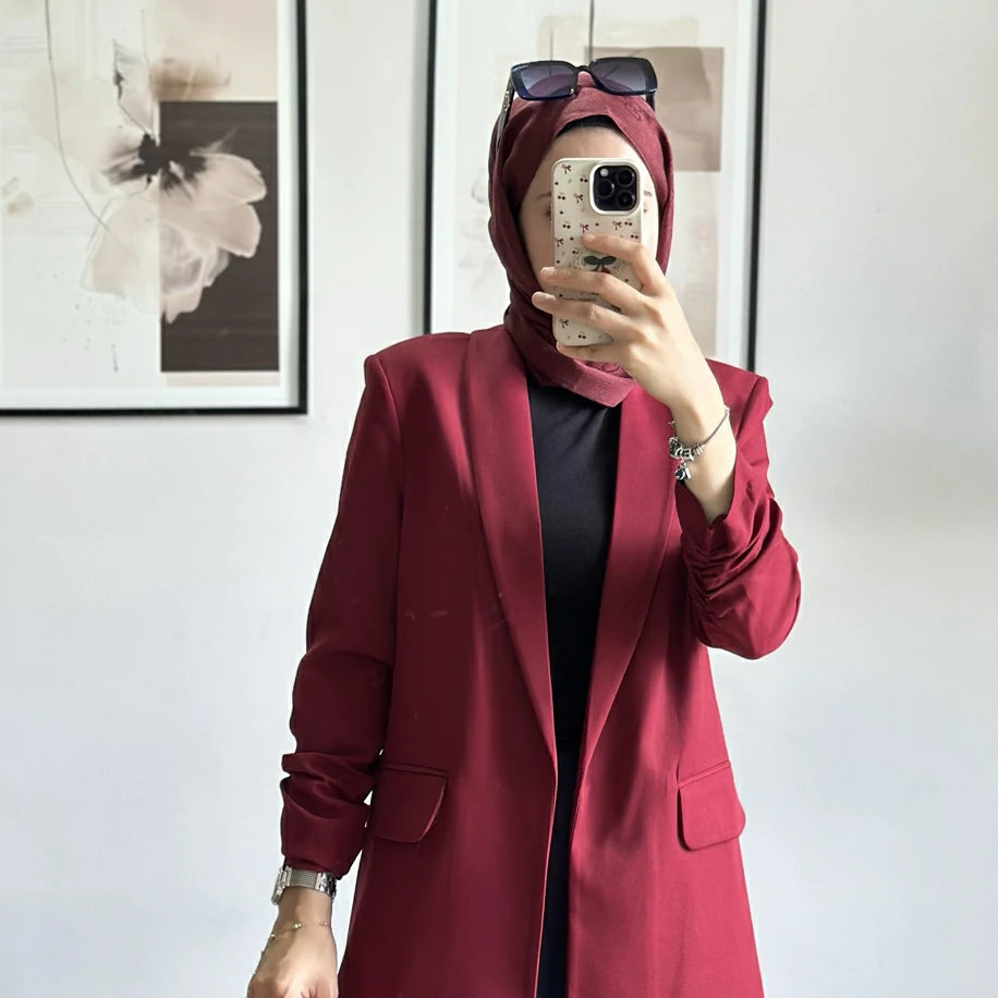 Blazer Ceket Büzgülü Bordo