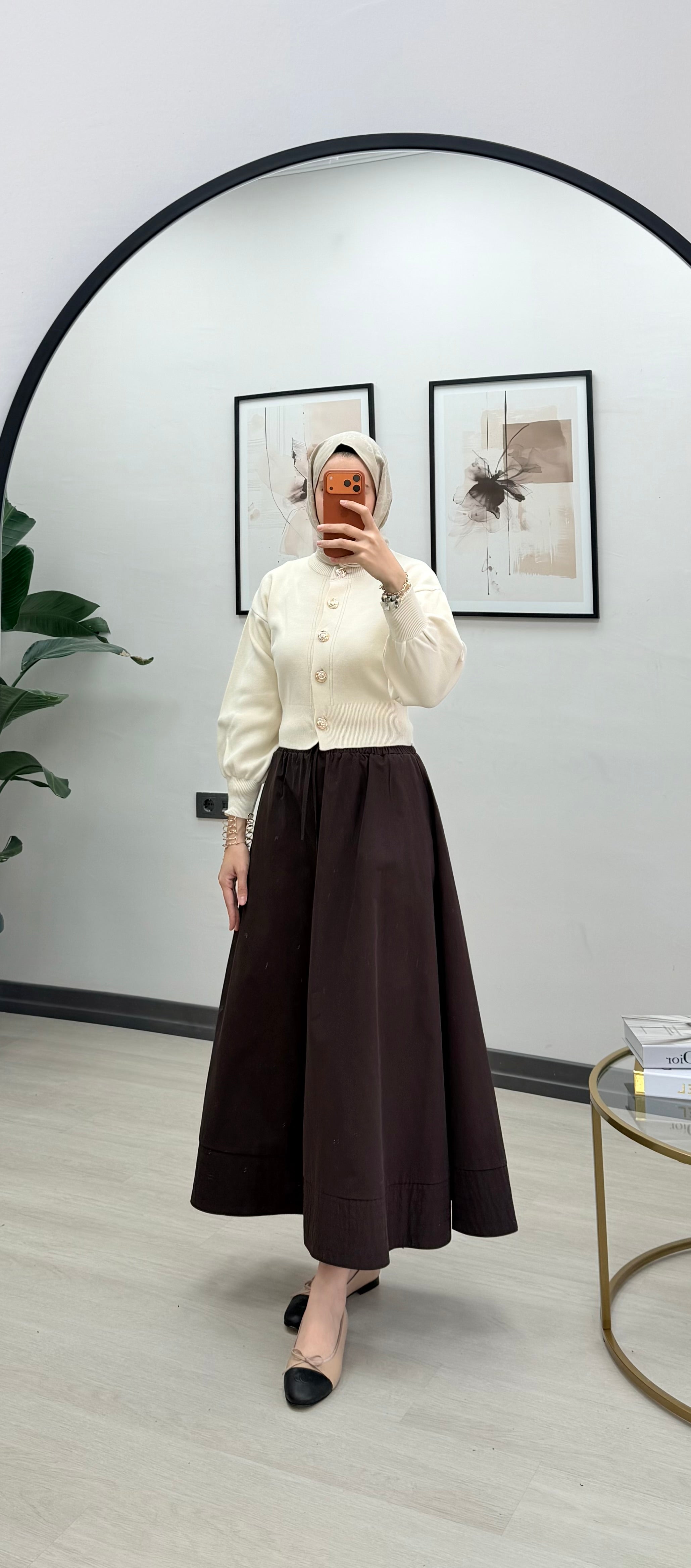 GABARDİN ETEK KAHVE